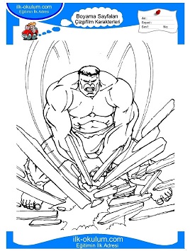 Çocuklar İçin Hulk Boyama Sayfaları 